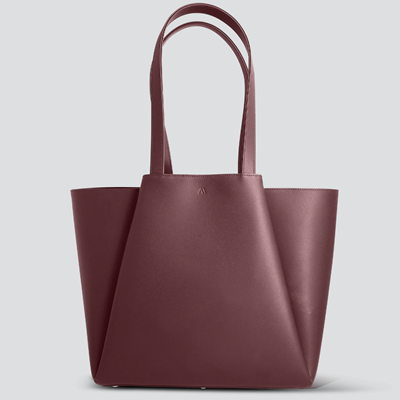 burgundy pyramid tote