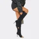 Guilty Peep Toe Slouched Stiletto Heel Knee High Boot In Black Faux Suede