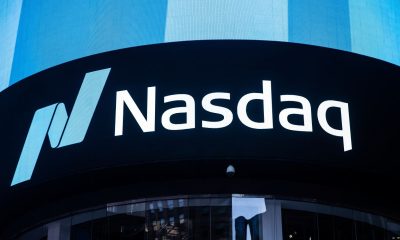 The Nasdaq logo is displayed at the Nasdaq Market site in Times Square in New York
