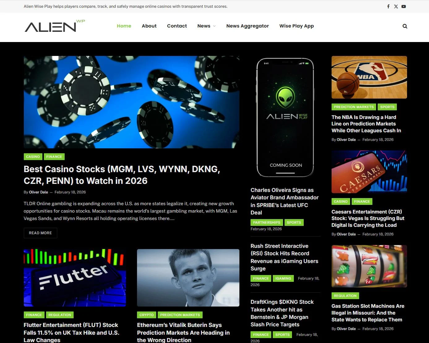 AlienWP Relaunches as Alien Wise Play: Expanding Into iGaming News, Casino Reviews, and a New Player Dashboard App