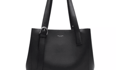 black leather tote