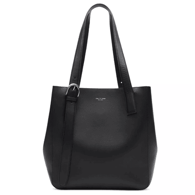 black leather tote