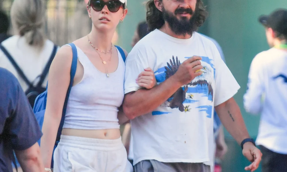 Mia Goth and Shia LaBeouf during a Disneyland date in 2021