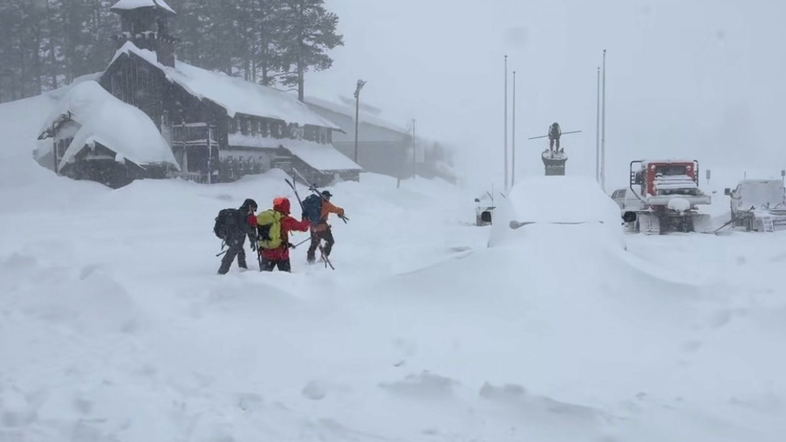 Members of a rescue team in Soda Springs. Pic: Nevada County Sheriff's Office via AP