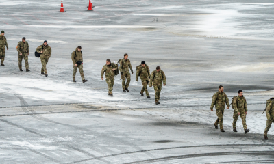 Danish soldiers arriving in Greenland in January. Pic: Reuters