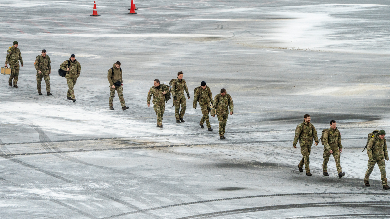 Danish soldiers arriving in Greenland in January. Pic: Reuters