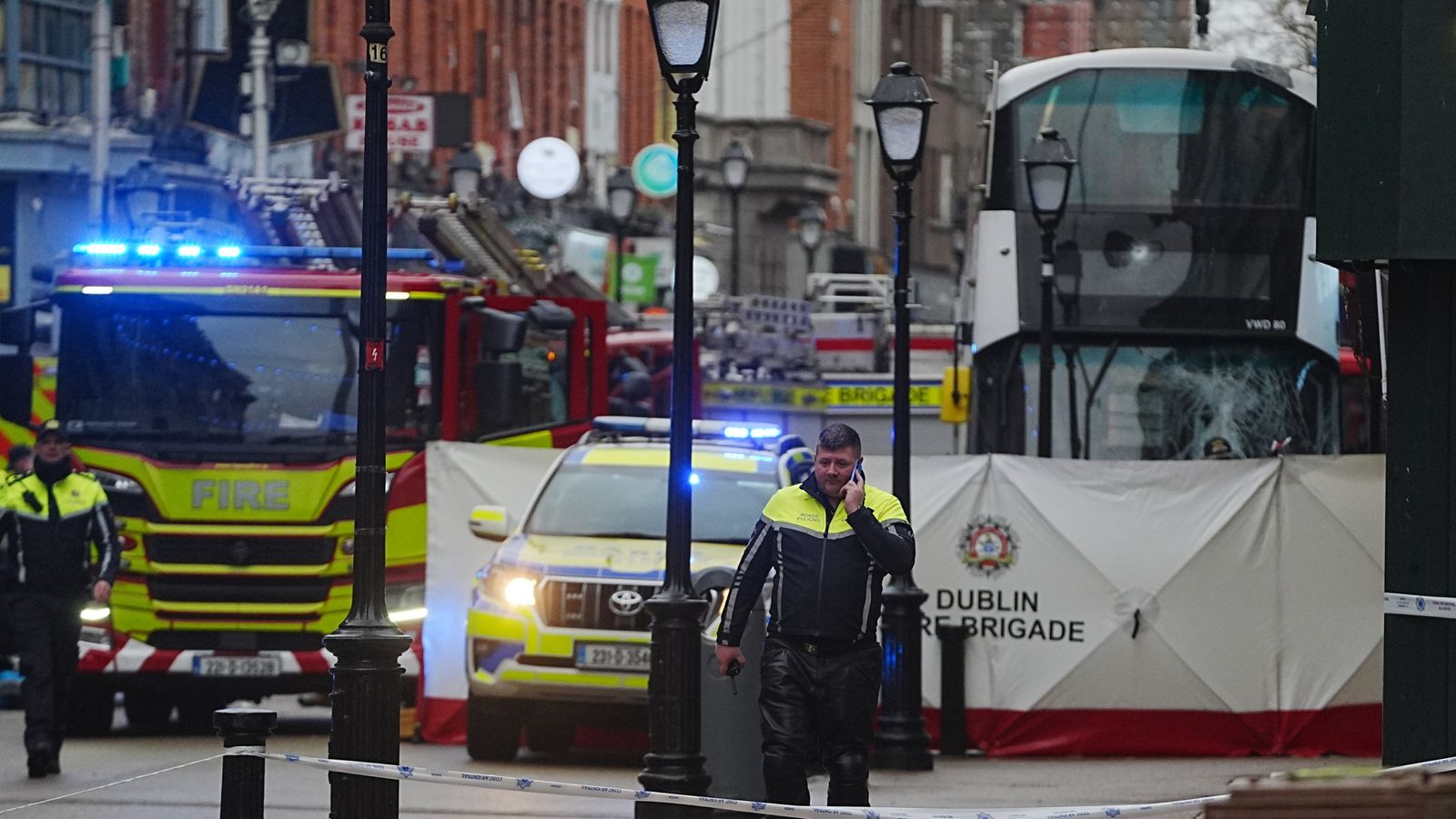 A number of pedestrians have been struck by a double-decker bus in Dublin city centre. Pic: PA
