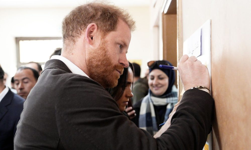 The Duke of Sussex wrote a message of support during a visit to the National Centre for Rehabilitation of Addicts in Jordan. Pic: PA