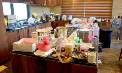 Food and kitchen supplies litter the surfaces at the villa in the hills of Mexico. Pic: Reuters