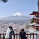 The view of Mount Fuji from Arakurayama Sengen Park. Pic: AP