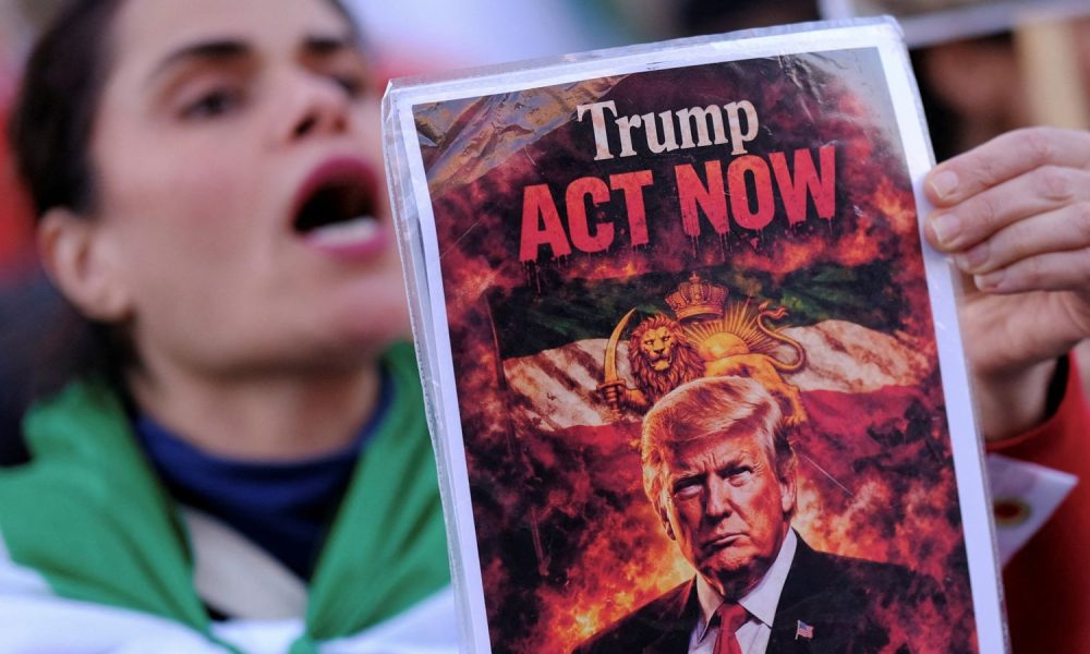 Anti-regime protesters have been willing Trump to take action. Pic: Reuters