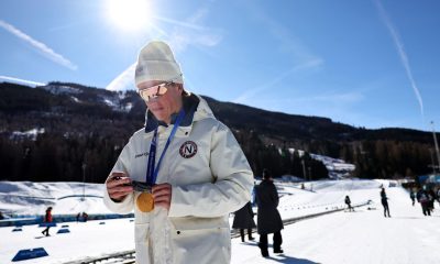 Norway's Johannes Hoesflot Klaebo with his fifth gold medal at the Winter Olympics 2026. Pic: AP
