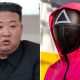 (L-R) North Korean dictator Kim Jong-un and a Squid Game guard. File pics: AP