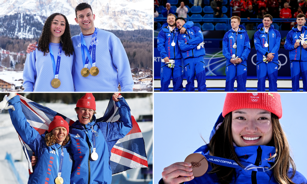 (Clockwise from top left) Matt Weston and Tabby Stoecker, the men's curling team, Zoe Atkin, and Huw Nightingale and Charlotte Bankes. Pics: PA/Reuters