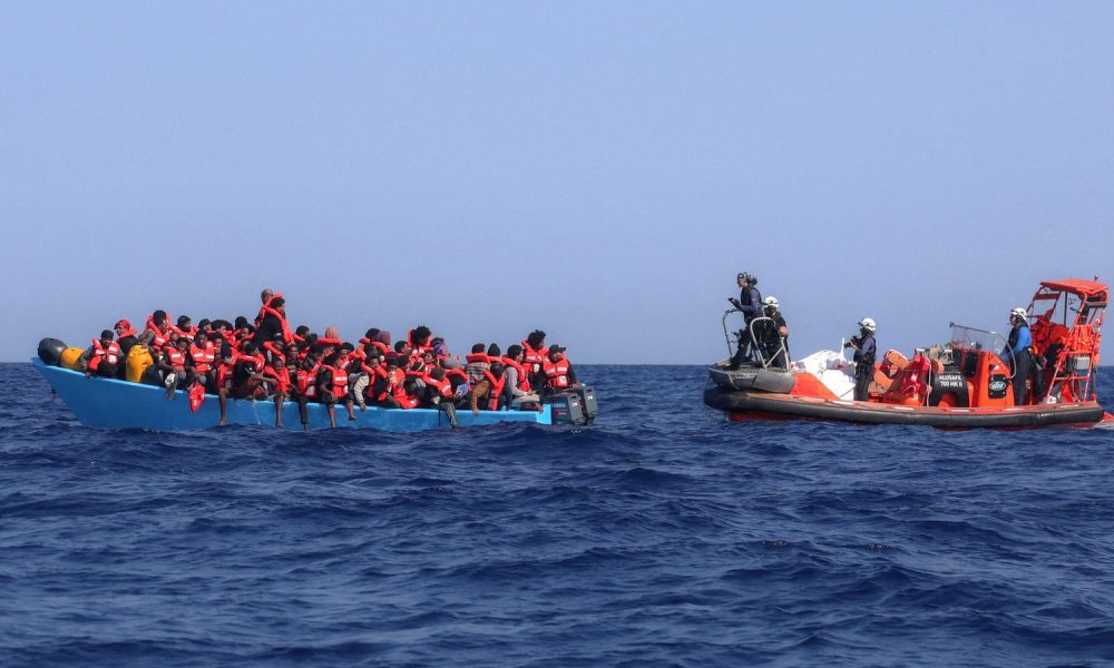 A migrant boat is intercepted off the coast of Libya in August 2025. File pic: Reuters