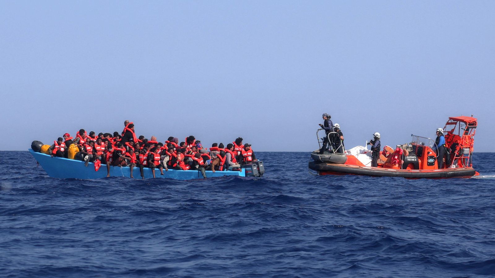 A migrant boat is intercepted off the coast of Libya in August 2025. File pic: Reuters