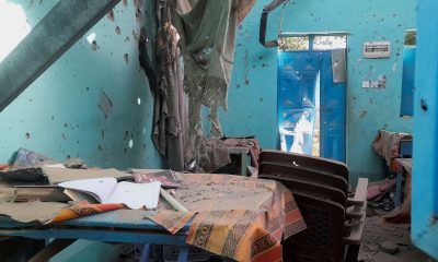 Signs of shelling in a school where displaced people sheltered, in Al Fashir, Sudan. Pic: Reuters
