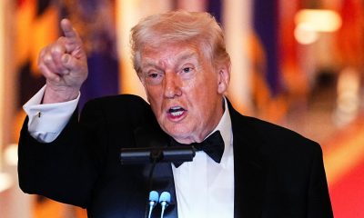 President Trump speaking at a dinner for Republican Governors at the White House on Saturday. Pic: Reuters