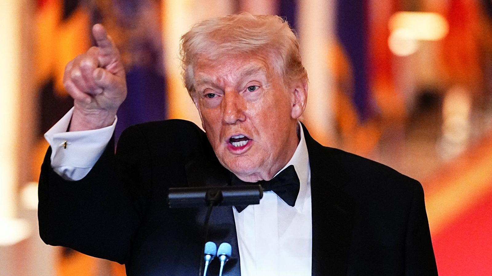 President Trump speaking at a dinner for Republican Governors at the White House on Saturday. Pic: Reuters