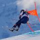 The moment Lindsey Vonn clipped a pole and crashed on her downhill run at the Winter Olympics. Pic: AP