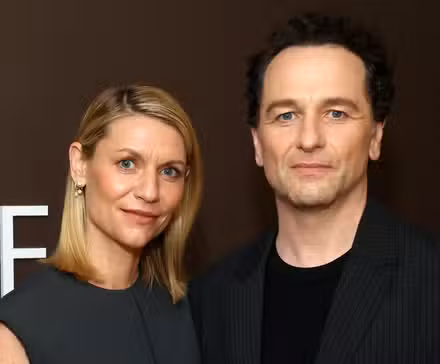 Claire Danes and Matthew Rhys standing together on the red carpet at a Tastemaker event for The Beast in Me
