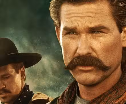 Val Kilmer and Kurt Russell as Doc Holliday and Wyatt Earp on a promotional image for 'Tombstone'