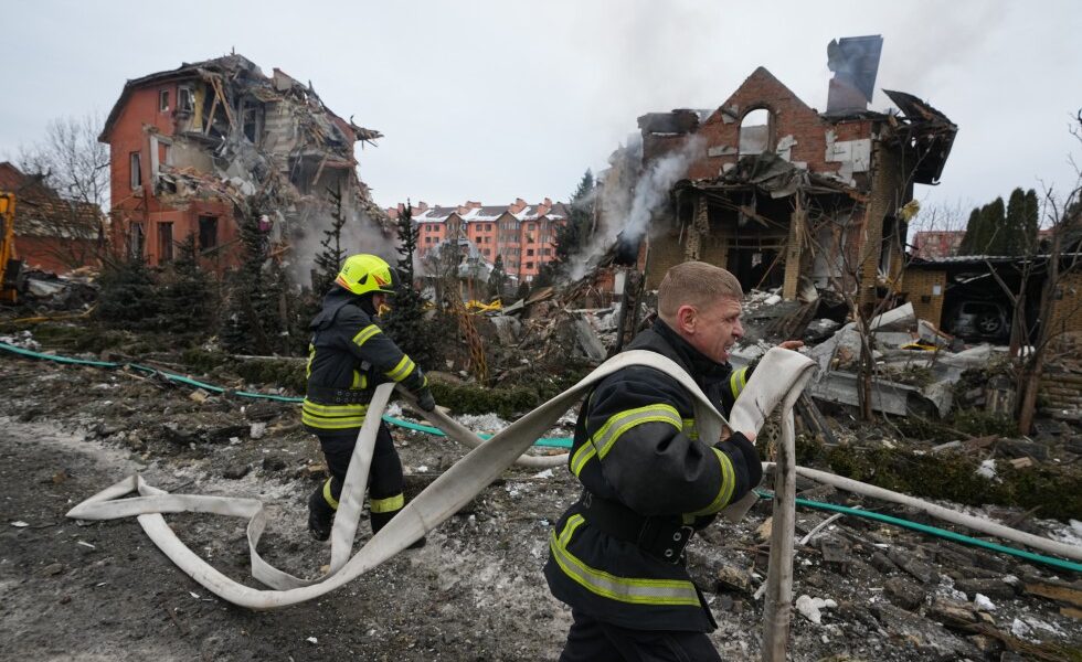Russian missile and drone barrage hits Kyiv suburbs, killing 1