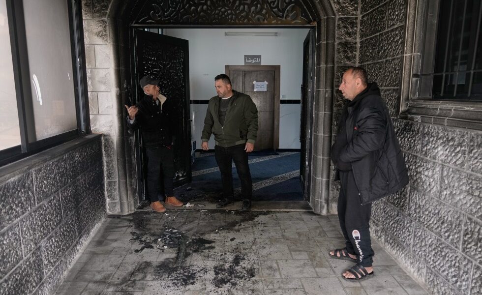 Israeli settlers burn a mosque in the West Bank during Ramadan