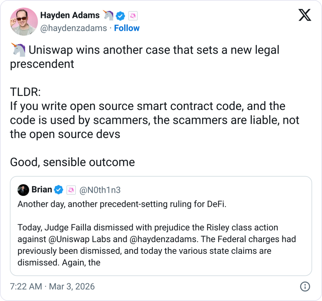 Judge Hands Win to Uniswap in Class Action Over Scams