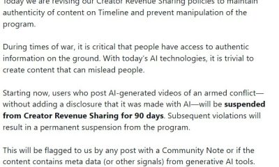 X Targets Undisclosed AI Conflict Videos With Revenue Ban