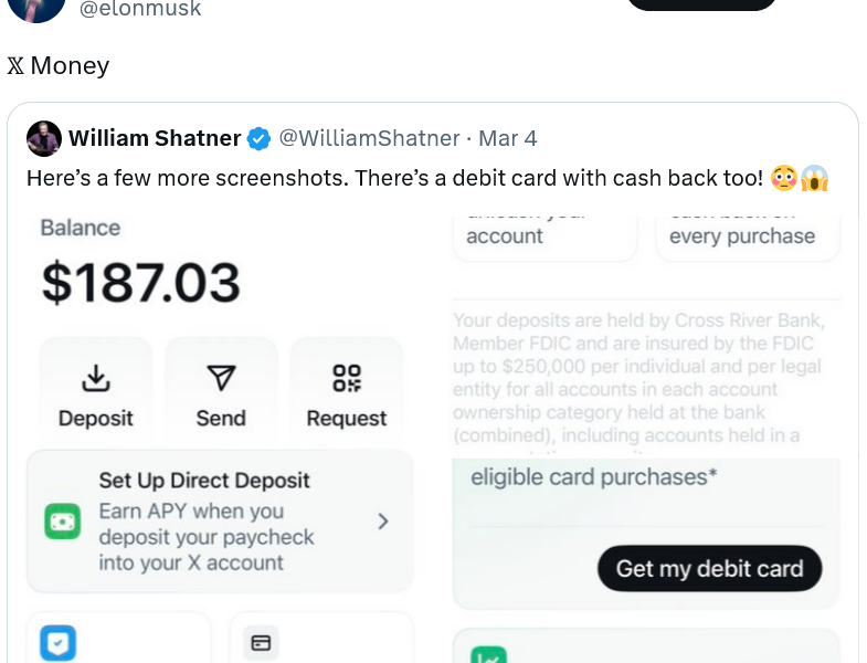 Elon Musk Taps Captain Kirk to Showcase X Money