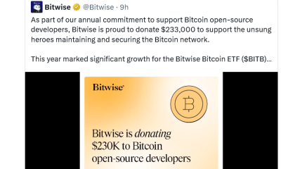 Bitwise Makes Latest Donation to Open-Source Bitcoin Devs