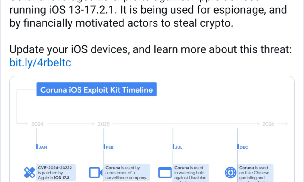 Crypto Scams Using ‘Powerful’ iPhone Exploit Kit: Google
