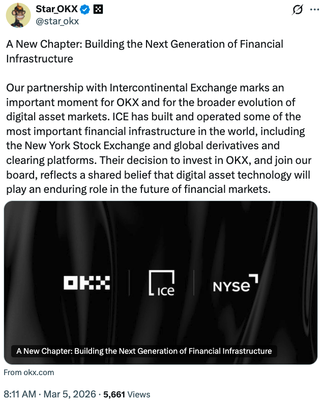 NYSE, Funding, United States, OKX, Tokenization