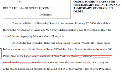 Judge Freezes 70 BTC from BlockFills in Court Dispute Tied to User Funds