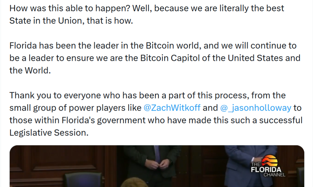 Florida Senate Approves First Stablecoin Bill, Awaits DeSantis’ Signature