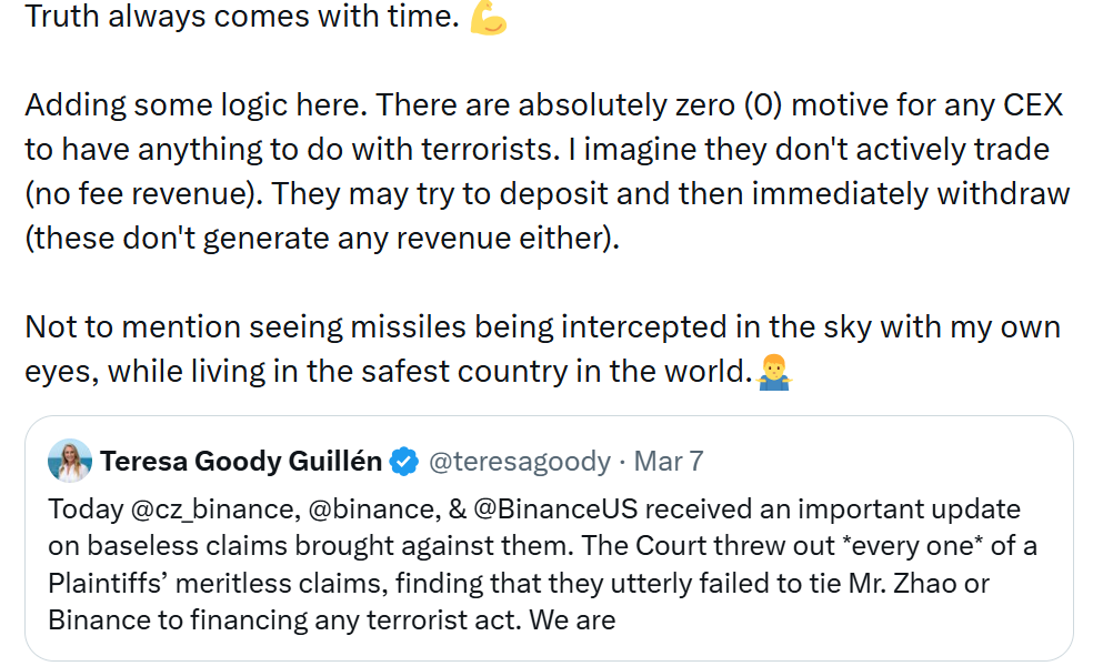 US Court Dismisses Binance, CZ Terrorism Financing Lawsuit