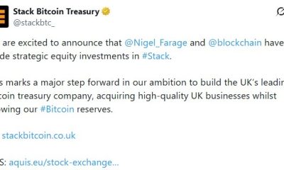 Nigel Farage Invests in Stack BTC as UK Debates Crypto Donations