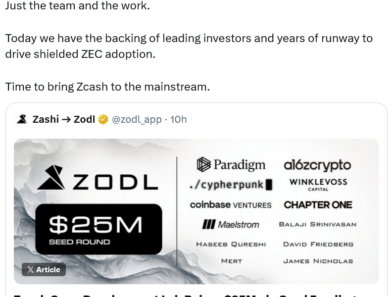 Zcash Devs Raise $25M From Major VCs After ECC Split