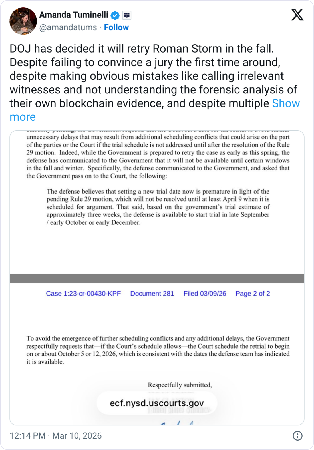 US to Retry Roman Storm After Mixed Verdict