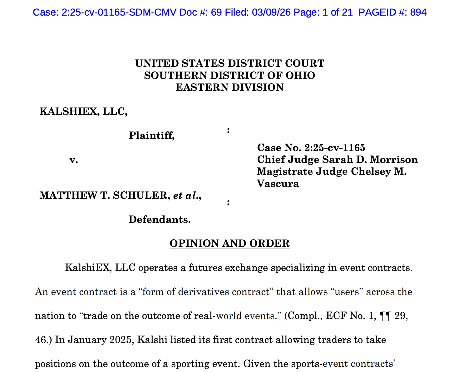 Law, CFTC, Court, Kalshi, Prediction Markets