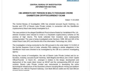 CBI Arrests Darwin Labs CTO in GainBitcoin Cryptocurrency Case