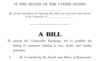 Senator Introduces 'DEATH BETS' Act Against War-Linked Prediction Markets