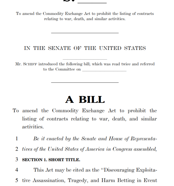Senator Introduces 'DEATH BETS' Act Against War-Linked Prediction Markets