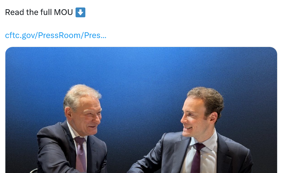 SEC, CFTC Handshake on Memo to Regulate Markets in Harmony