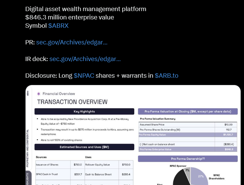 Abra Plans Nasdaq Debut in $750M SPAC Deal With New Providence