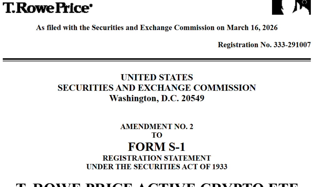 T. Rowe Price Updates Filing for Actively Managed Crypto ETF