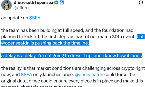 OpenSea Delays SEA Token Launch Amid Tough Market Conditions