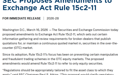 SEC has Proposed Narrowing Rule 15c2-11 to Equity Securities Only
