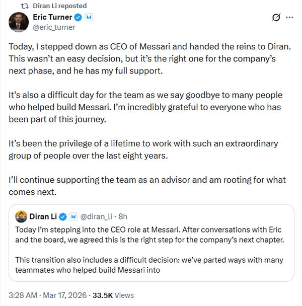 Messari CEO Eric Turner Steps Down Amid AI Expansion